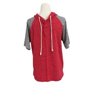 Alpha Beta raglan short sleeved drawstring hooded pullover